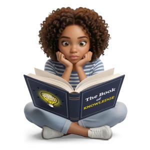 Marcie Reading Book - Customizable PowerPoint clipart graphic preview.