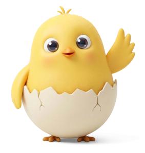 Cute Chick In Egg Greeting PowerPoint clipart graphic preview.