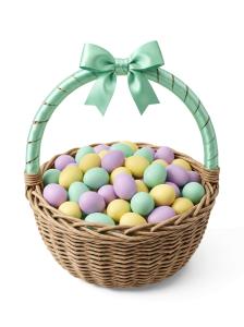 Pastel Easter Bastket Eggs PowerPoint clipart graphic preview.