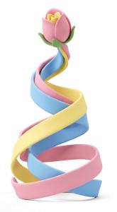 Stylized Pastel Ribbon Flower PowerPoint clipart graphic preview.