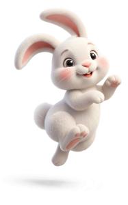 Happy Bunny Leap PowerPoint clipart graphic preview.