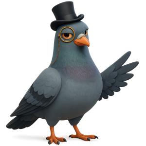 Classy Pigeon Top Hat PowerPoint clipart graphic preview.