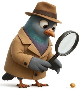 Detective Pigeon PowerPoint clipart graphic preview.