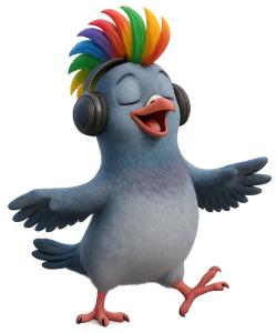 Dancing Pigeon Mohawk PowerPoint clipart graphic preview.