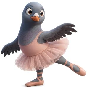 Ballet Pigeon Tutu PowerPoint clipart graphic preview.