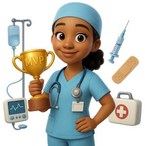 Nurse Mvp Trophy PowerPoint clipart graphic preview.