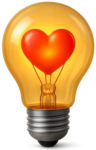 Lightbulb Heart Icon PowerPoint clipart graphic preview.