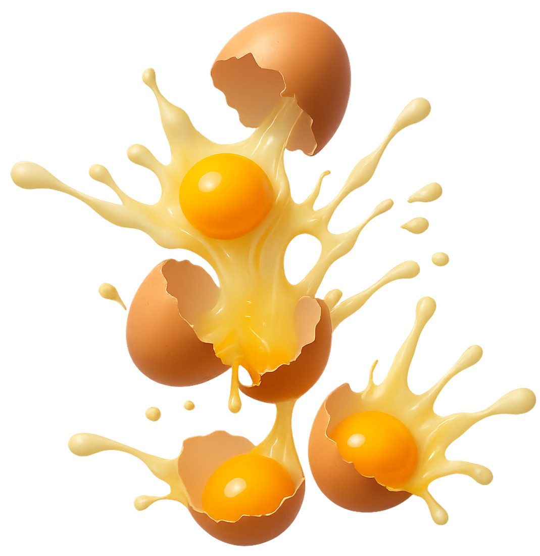 High-resolution clipart illustration of Cracking Eggs Yolk, designed for hospitality and restaurant menus, culinary arts marketing, and corporate catering event promotions.