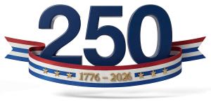 America 250 Ribbon Dates PowerPoint clipart graphic preview.
