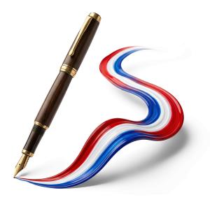 Fountain Pen Patriotic Write PowerPoint clipart graphic preview.