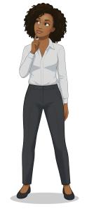 Tammy businesswoman Thinking Pose PowerPoint clipart graphic preview.