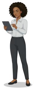 Tammy Businesswoman Working on a Tablet PowerPoint clipart graphic preview.