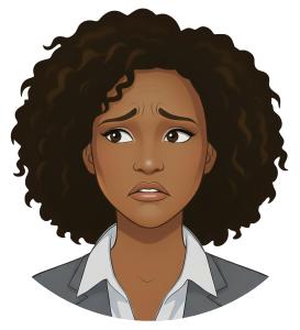 Tammy Businesswoman Worried Profile PowerPoint clipart graphic preview.