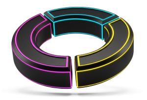 Binary Three Process Ring PowerPoint clipart graphic preview.