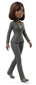 Talia Walking 3D Character Presentation PowerPoint clipart graphic preview.