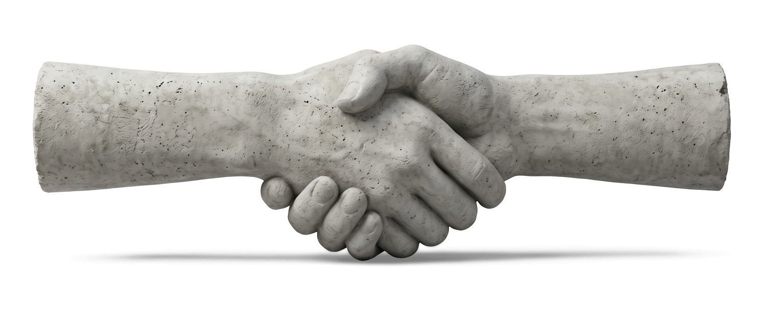 High-resolution clipart illustration of Concrete Handshake, designed for corporate operations tracking, strategic business execution, and professional reporting.