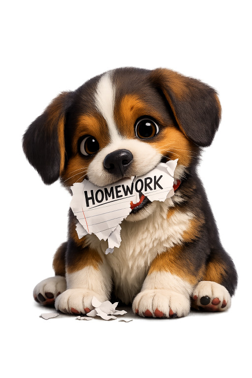 Puppy Chewing Homework Paper Presentation Clipart