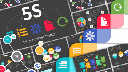 Professional widescreen presentation deck featuring custom slide layouts from the 5s Toolkit Template, structured for corporate operations tracking, strategic business execution, and professional reporting.