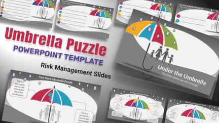 Professional widescreen presentation deck featuring custom slide layouts from the Animated Umbrella Puzzle Protection Template, structured for corporate facility safety compliance, residential property access control, and physical security asset management.