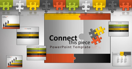 Professional widescreen presentation deck featuring custom slide layouts from the Connect This Piece PowerPoint Template, structured for corporate project kickoff meetings, creative strategy brainstorming, and innovative product development pitches.