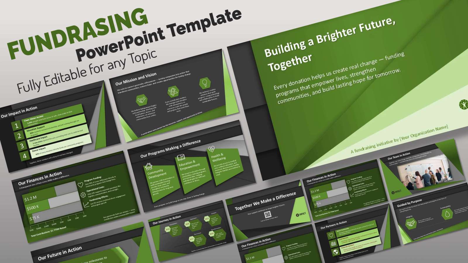 Fundraising Impact PowerPoint Template | Editable Slides for Nonprofits