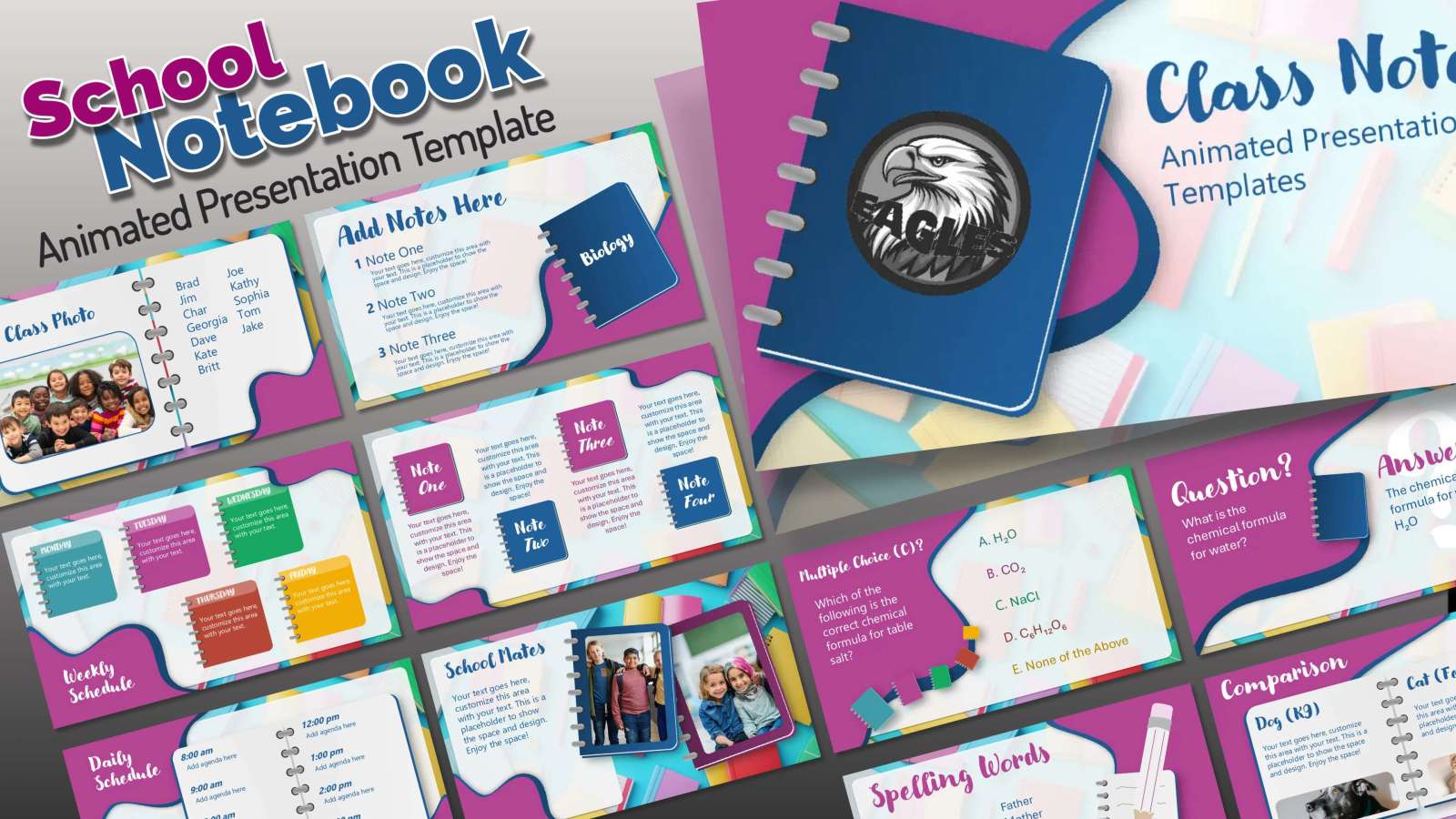 Download a School Notebook PowerPoint Template Theme