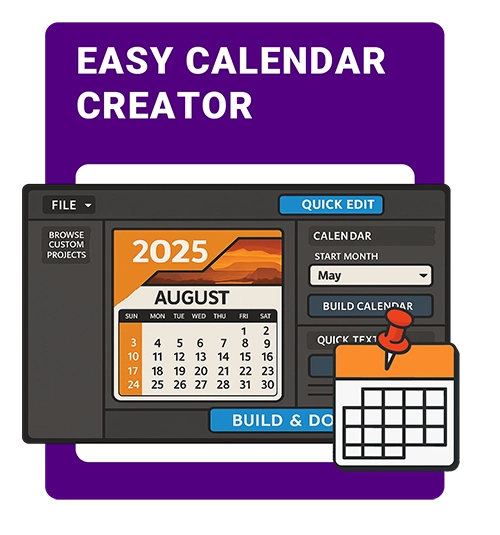 Editable calendar creator for presentations preview