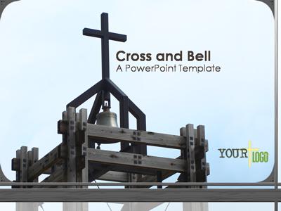 Cross And Bell PowerPoint Template layout preview.