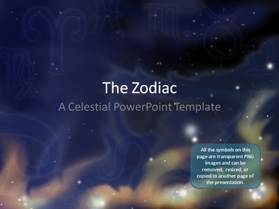 Zodiac Stars PowerPoint Template layout preview.