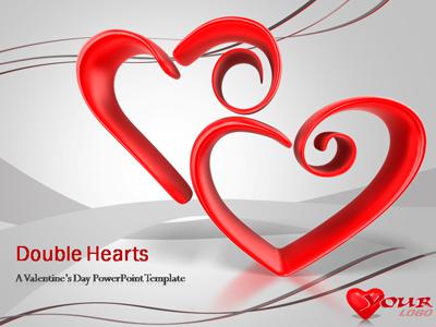 Double Hearts PowerPoint Template layout preview.