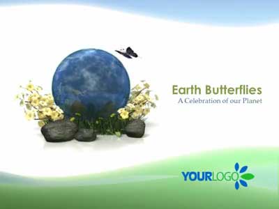 Earth Butterfly PowerPoint Template layout preview.