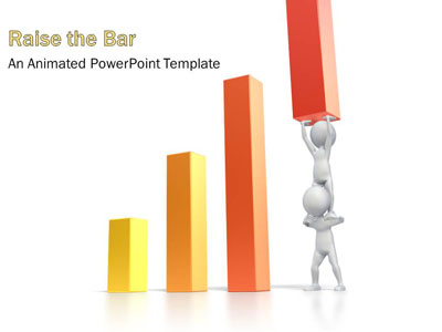 Teamwork Raise Bar PowerPoint Template layout preview.