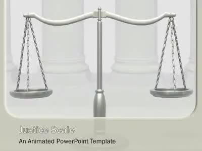 Justice Scale PowerPoint Template layout preview.