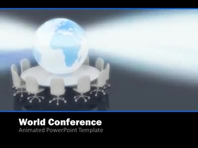 World Conference PowerPoint Template layout preview.
