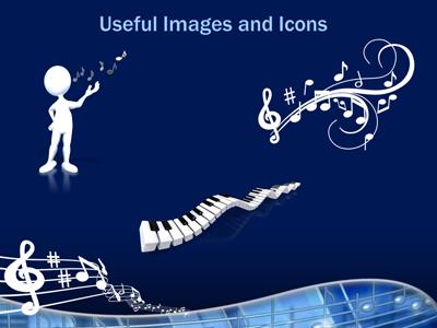 Slide 3 layout from the Blue Musical Notes presentation deck.