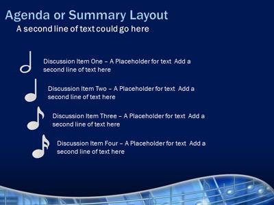 Slide 4 layout from the Blue Musical Notes presentation deck.
