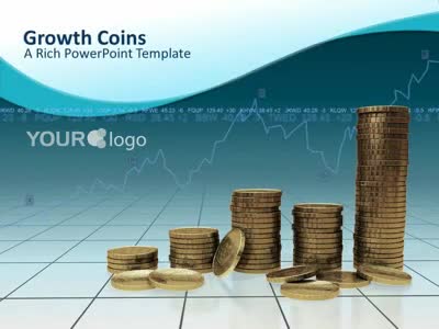 Growth Coins PowerPoint Template layout preview.