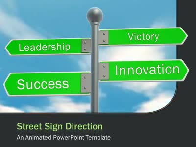 Street Sign Direction PowerPoint Template layout preview.