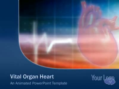 Vital Organ Heart PowerPoint Template layout preview.