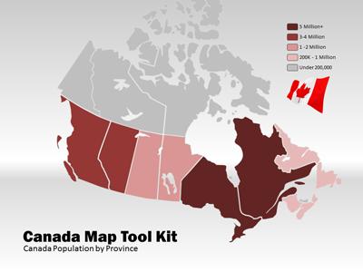 Canada Map Tool Kit PowerPoint Template layout preview.