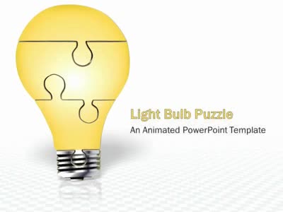 Puzzle Piece Light Blub PowerPoint Template layout preview.
