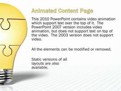 Slide 2 layout from the Puzzle Piece Light Bulb Assemble presentation deck.