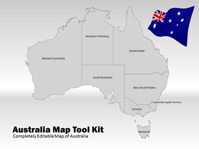 Slide 3 layout from the Australia Map PowerPoint Toolkit presentation deck.