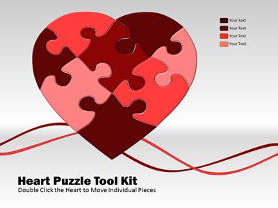 Heart Puzzle Tool Kit PowerPoint Template layout preview.