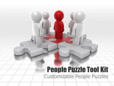 People Puzzle Tool Kit PowerPoint Template layout preview.