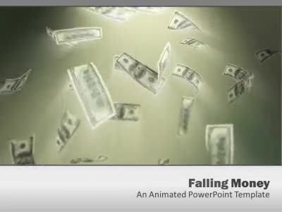 Falling Money PowerPoint Template layout preview.