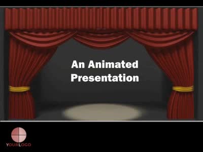 Theater Curtain PowerPoint Template layout preview.