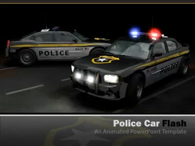 Police Car Flash PowerPoint Template layout preview.