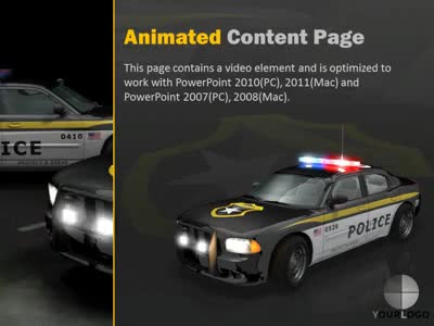 Slide 2 layout from the Police Cars Flash presentation deck.