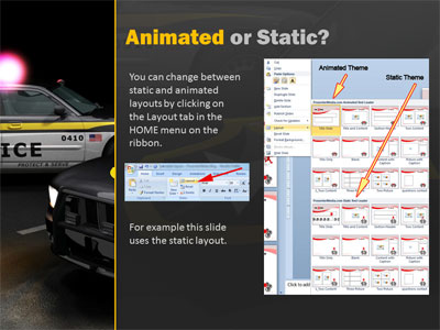 Slide 3 layout from the Police Cars Flash presentation deck.